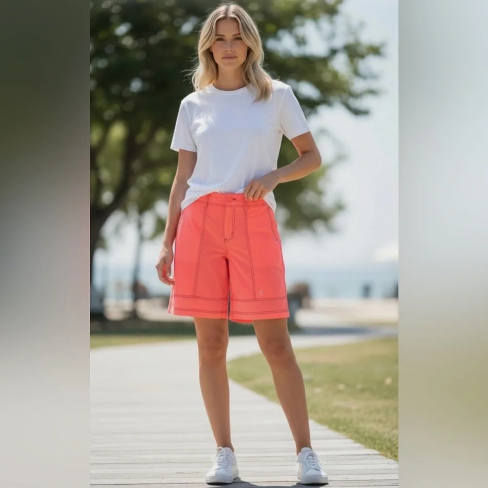 New! FREE PEOPLE All Star Shorts Longer Neon Coral XS